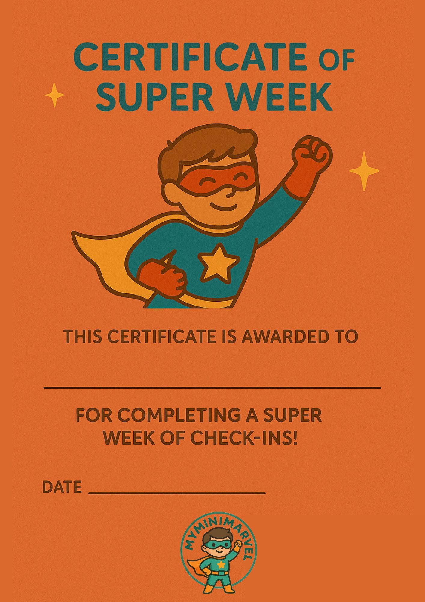 MyMiniMarvel Parent-Kid Weekly Check-In Journal