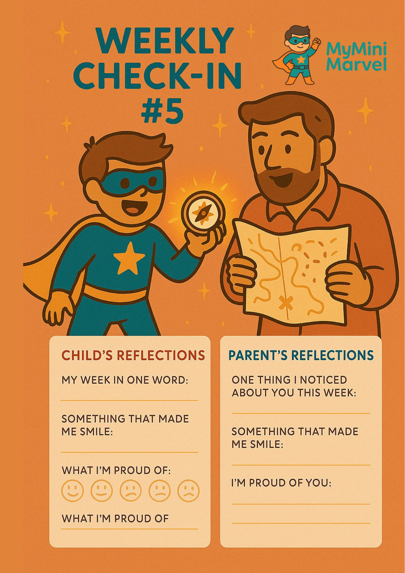 MyMiniMarvel Parent-Kid Weekly Check-In Journal
